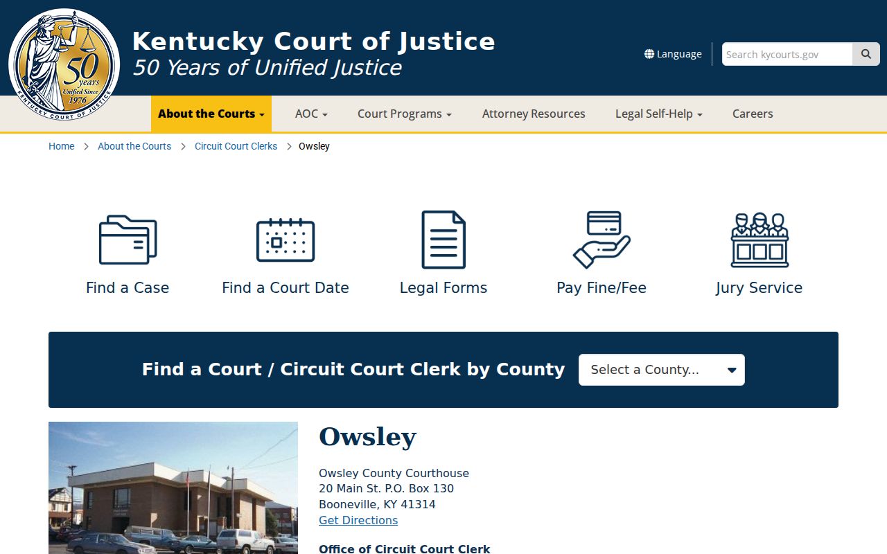Owsley County criminal history courthouse records source