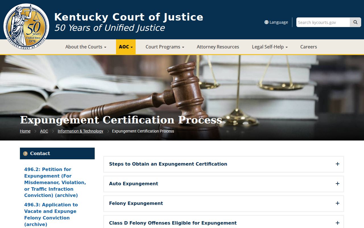 Owsley County criminal case record expungement process